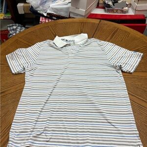 Under Armour White and Blue Striped Polo Shirt